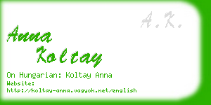 anna koltay business card